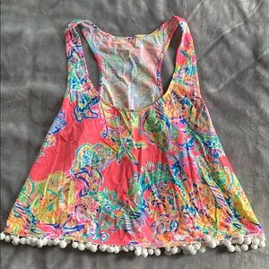 Lilly Pulitzer Pink Embellished Crop Tank Top